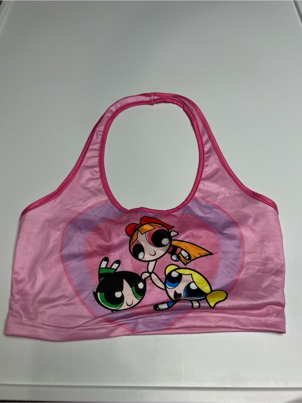 Romwe powder puff girls halter top crop